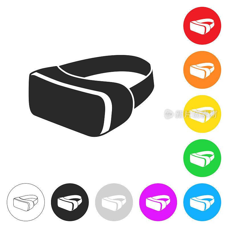 虚拟现实头盔- VR。彩色按钮上的图标
